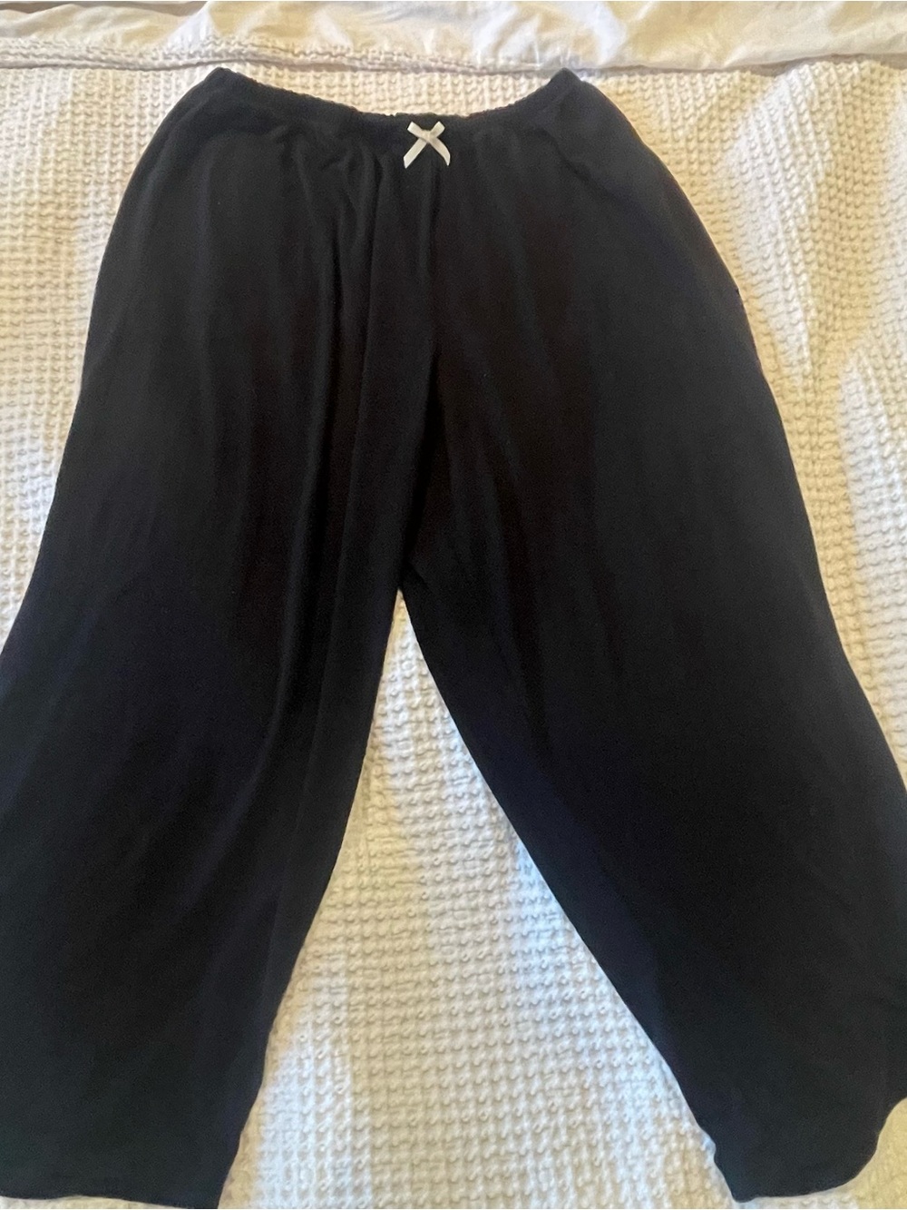 Black Lounge Pants with Contrast Bow
